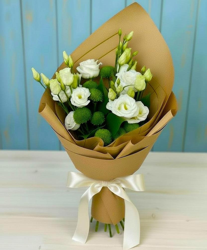 Букет цветов из: Хризантемы и Лизиантусы в Сорочинске