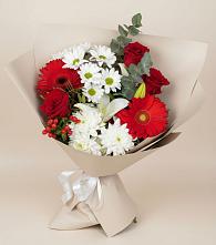 Букет цветов из:  Розы, Хризантемы, Герберы и Лилии #REPLACE_PRED# Сорочинске
