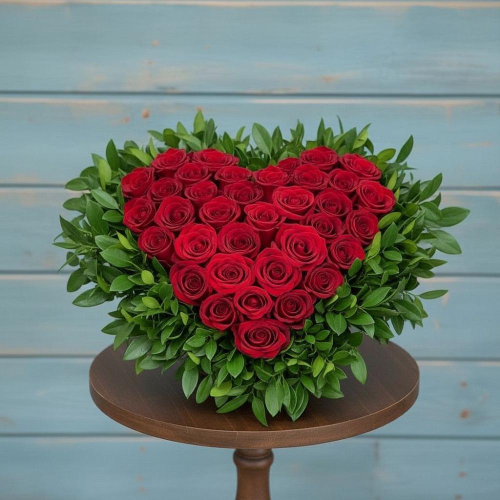 Цветочная композиция из Розы в виде сердца в Сорочинске