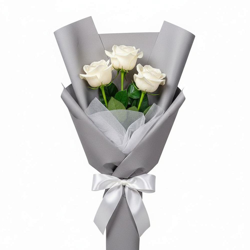 Букет 3 белые розы в Сорочинске