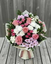 Букет цветов из:  Альстромерии, Гвоздики, Розы и Хризантемы в Сорочинске